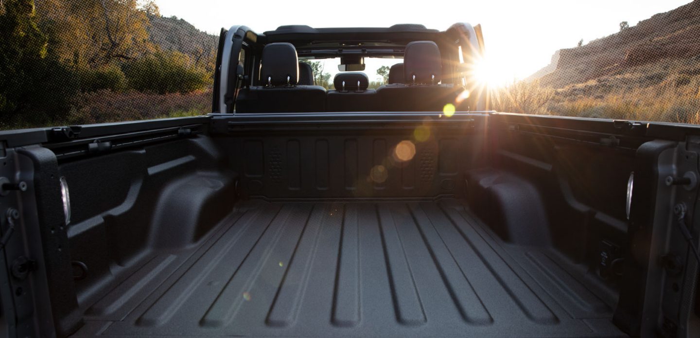 Gladiator truck bed in sunny outdoor environment